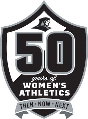 50 years of women athletics logo - then, now, next